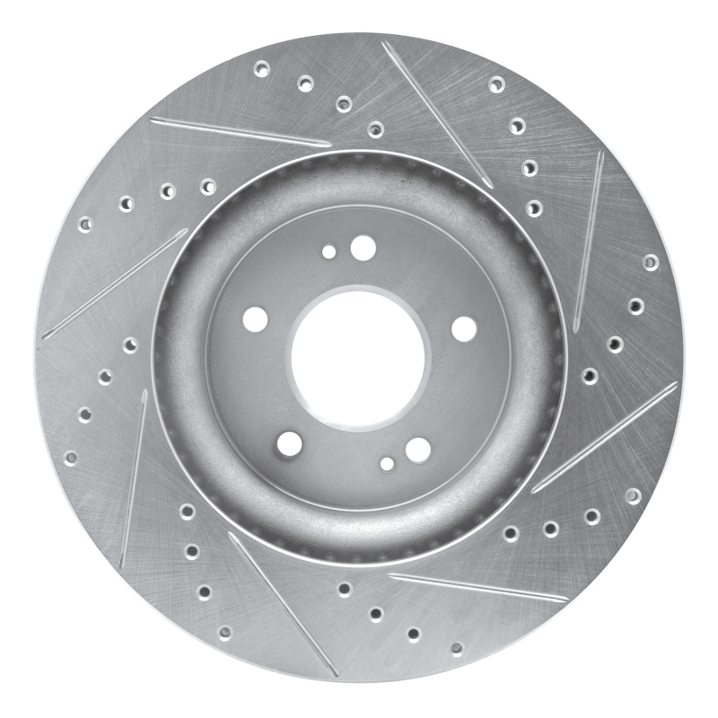 Genesis G70 Brake Rotor (1) - Front Left - R1 Concepts - Drilled & Slotted - Silver - `18-`23
